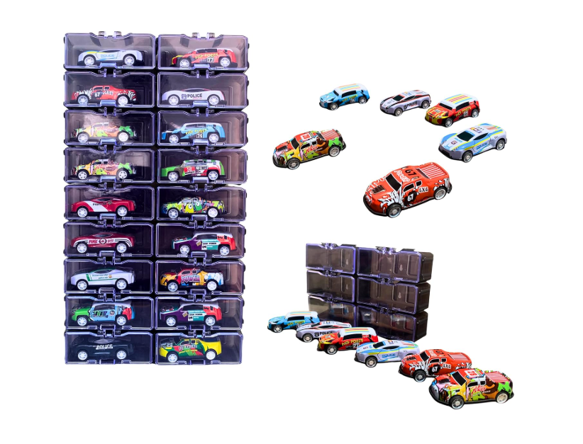 Mini Die-Cast Toy Cars Set with Storage Box – Collectible Racing Cars (Random 4 Colors)